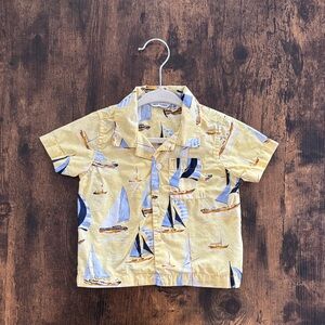 Janie and Jack Yellow Sailboat Button Down Shirt